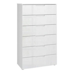 Wyld Haus Leipzig White Gloss Tall Chest Of 6 Drawers - thumbnail 3