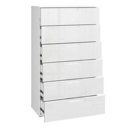 Wyld Haus Leipzig White Gloss Tall Chest Of 6 Drawers - thumbnail 5