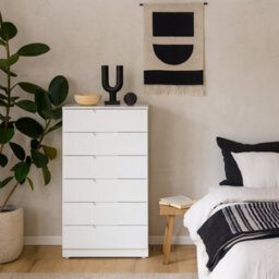Wyld Haus Leipzig White Gloss Tall Chest Of 6 Drawers - thumbnail 2