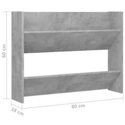 Walplus Wall Shoe Cabinet Concrete Grey 80X18X60 Cm Engineered Wood - thumbnail 6