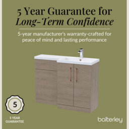 Balterley Right-Hand Bathroom Vanity And Wc Unit Combination With Basin - 1100mm - Woodgrain Mid Oak With Copper Handles - thumbnail 6