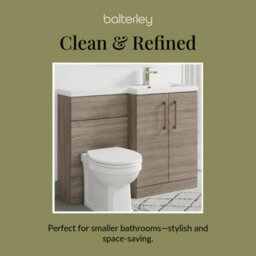 Balterley Right-Hand Bathroom Vanity And Wc Unit Combination With Basin - 1100mm - Woodgrain Mid Oak With Copper Handles - thumbnail 7