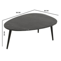 Wyld Haus Alabama Black Marble Oval Coffee Table With Hairpin Metal Legs - thumbnail 5