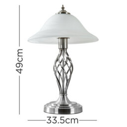 Valuelights Memphis Pair Of Traditional Style Satin Nickel Barley Twist Table Lamps With Frosted Shades - thumbnail 8