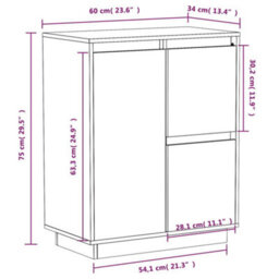 Vidaxl Sideboard White 60X34X75 Cm Solid Wood Pine - thumbnail 9