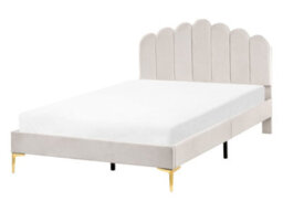 Wyld And Coco Eu Velvet Small Double Bed In Off White With Adjustable Headboard - thumbnail 3