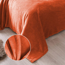 Ameha Fleece Plain Blanket, Lightweight & Reversible Throw For Travel, Bed & Sofa Blanket, Rust King 200X240Cm - thumbnail 4
