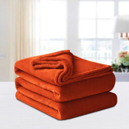 Ameha Fleece Plain Blanket, Lightweight & Reversible Throw For Travel, Bed & Sofa Blanket, Rust King 200X240Cm - thumbnail 7