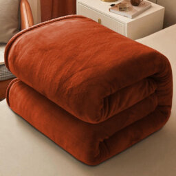 Ameha Fleece Plain Blanket, Lightweight & Reversible Throw For Travel, Bed & Sofa Blanket, Rust King 200X240Cm - thumbnail 6