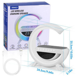 Taylor & Brown Rgb Dimmable Light Lamp With Wireless Charger, Bluetooth Speaker, Alarm Clock, G-Shaped Night Light Bedroom Lamp - thumbnail 7