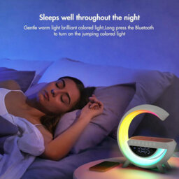 Taylor & Brown Rgb Dimmable Light Lamp With Wireless Charger, Bluetooth Speaker, Alarm Clock, G-Shaped Night Light Bedroom Lamp - thumbnail 6