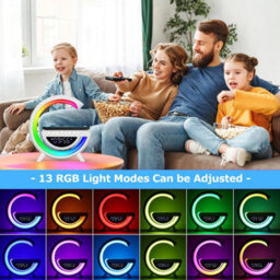 Taylor & Brown Rgb Dimmable Light Lamp With Wireless Charger, Bluetooth Speaker, Alarm Clock, G-Shaped Night Light Bedroom Lamp - thumbnail 2