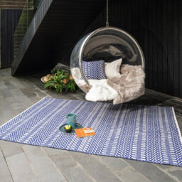 Blue Outdoor Rug, Geometric Stain-Resistant Rug For Patio Decks  2mm Modern Outdoor Area Rug-120Cm X 170Cm - thumbnail 1