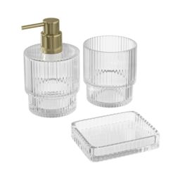 GoodHome Cavalla Transparent Ribbed Effect Glass Tumbler - thumbnail 2