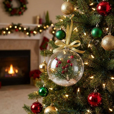 10 Piece Clear Fillable Baubles 10Cm Plastic Christmas Tree Decorations - image 1