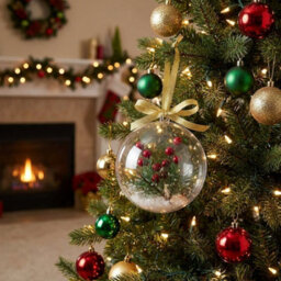 10 Piece Clear Fillable Baubles 10Cm Plastic Christmas Tree Decorations - thumbnail 1