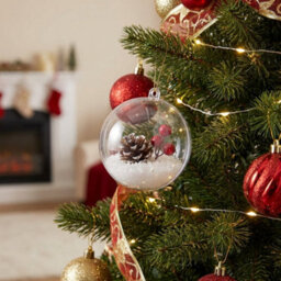 10 Piece Clear Fillable Baubles 10Cm Plastic Christmas Tree Decorations - thumbnail 3