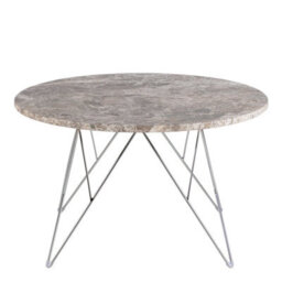 Wyld Haus Alba Round Coffee Table Grey-Brown Marble Top Hairpin Metal Legs - thumbnail 4