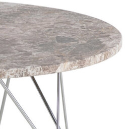 Wyld Haus Alba Round Coffee Table Grey-Brown Marble Top Hairpin Metal Legs - thumbnail 5