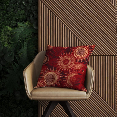 Warren Reed Designer Abstract Red Moon And Sun Outdoor Cushion 60Cm X 60Cm