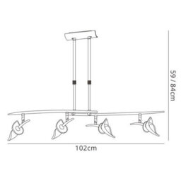 Luminosa Lighting Luminosa Flavia Telescopic Pendant Linear Bar 4 Light G9 With Adjustable Heads, Polished Chrome - thumbnail 5