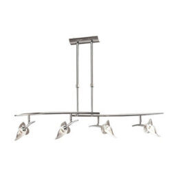 Luminosa Lighting Luminosa Flavia Telescopic Pendant Linear Bar 4 Light G9 With Adjustable Heads, Polished Chrome - thumbnail 1
