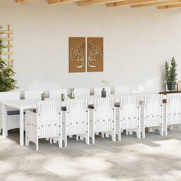 Berkfield Garden Dining Set 13 Pcs White Polt Rattan - thumbnail 3