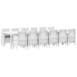 Berkfield Garden Dining Set 13 Pcs White Polt Rattan - thumbnail 2
