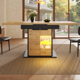 Btm Extendable Dining Table 110 To 140X80Cm, Foldable With Led And Storage Cabinet - thumbnail 2