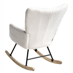 Wyld And Coco Nordicnest Rocking Chair - White Boucle Upholstery With Rubberwood Skates - W72 X D87 X H98Cm - thumbnail 5