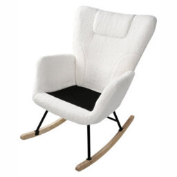 Wyld And Coco Nordicnest Rocking Chair - White Boucle Upholstery With Rubberwood Skates - W72 X D87 X H98Cm - thumbnail 7