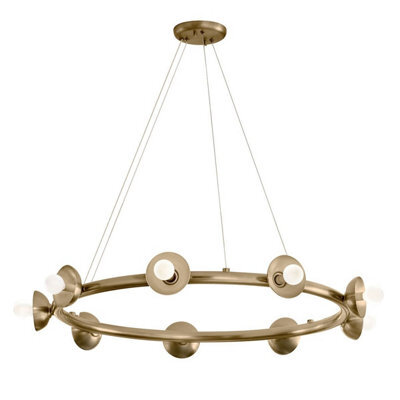 Luminosa Lighting Elstead Kichler Palta Cylindrical Pendant Ceiling Light Contemporary Champagne Bronze 9X E14 - image 1