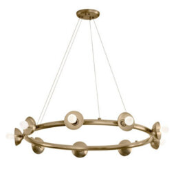 Luminosa Lighting Elstead Kichler Palta Cylindrical Pendant Ceiling Light Contemporary Champagne Bronze 9X E14