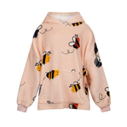 Urban Unique Bumble Bees Sherpa Fleece Hoodie Blanket/throw Pink Oversized