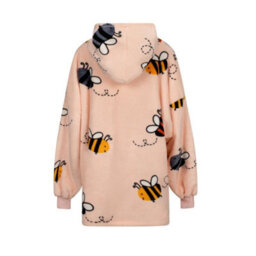 Urban Unique Bumble Bees Sherpa Fleece Hoodie Blanket/throw Pink Oversized - thumbnail 2