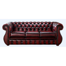 Chesterfield 3 Seater Antique Oxblood Leather Sofa Bespoke In Kimberley Style - thumbnail 1