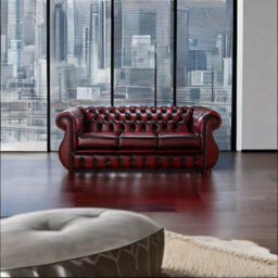 Chesterfield 3 Seater Antique Oxblood Leather Sofa Bespoke In Kimberley Style - thumbnail 2