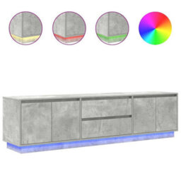 Berkfield Durable Tv Cabinet With Led Lights Concrete Grey 193.5X41X50 Cm