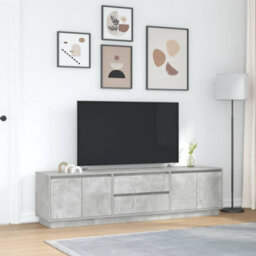 Berkfield Durable Tv Cabinet With Led Lights Concrete Grey 193.5X41X50 Cm - thumbnail 4