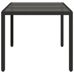 Berkfield Garden Table With Glass Top Black 150X90X75 Cm Poly Rattan - thumbnail 5