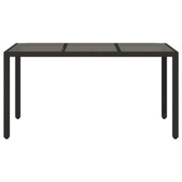 Berkfield Garden Table With Glass Top Black 150X90X75 Cm Poly Rattan - thumbnail 4