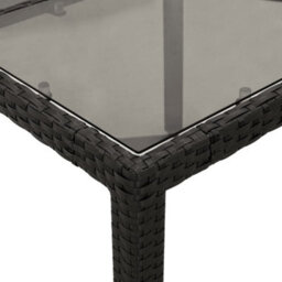 Berkfield Garden Table With Glass Top Black 150X90X75 Cm Poly Rattan - thumbnail 8