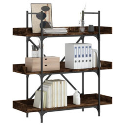 Berkfield Bookcase 3-Tier Smoked Oak 100X33X108.5 Cm Engineered Wood - thumbnail 1