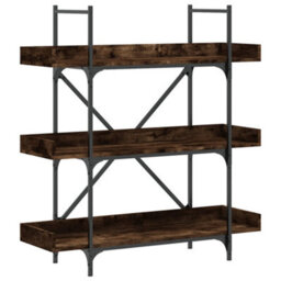 Berkfield Bookcase 3-Tier Smoked Oak 100X33X108.5 Cm Engineered Wood - thumbnail 2