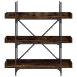 Berkfield Bookcase 3-Tier Smoked Oak 100X33X108.5 Cm Engineered Wood - thumbnail 4