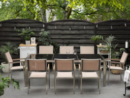 Beliani Garden Dining Set 8 Seater Grosseto Triple Plate Granite Polished Black/ Beige - thumbnail 2