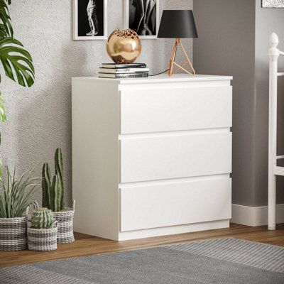 SquareBoxx Keaton Matt White 3 Drawer Wide Freestanding Chest Of Drawers (40 X 77 X 60Cm - D X H X W) - image 1