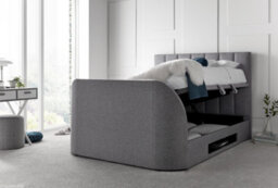 Europa Medburn Tv Ottoman Storage Upholstered Bed Frame Light Grey Linen Fabric - thumbnail 3