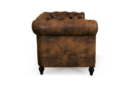 Suede Brown Faux Leather 3 + 2 Seater Chesterfield Sofa Set For Living Room Camden - thumbnail 8