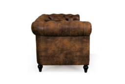 Suede Brown Faux Leather 3 + 2 Seater Chesterfield Sofa Set For Living Room Camden - thumbnail 4
